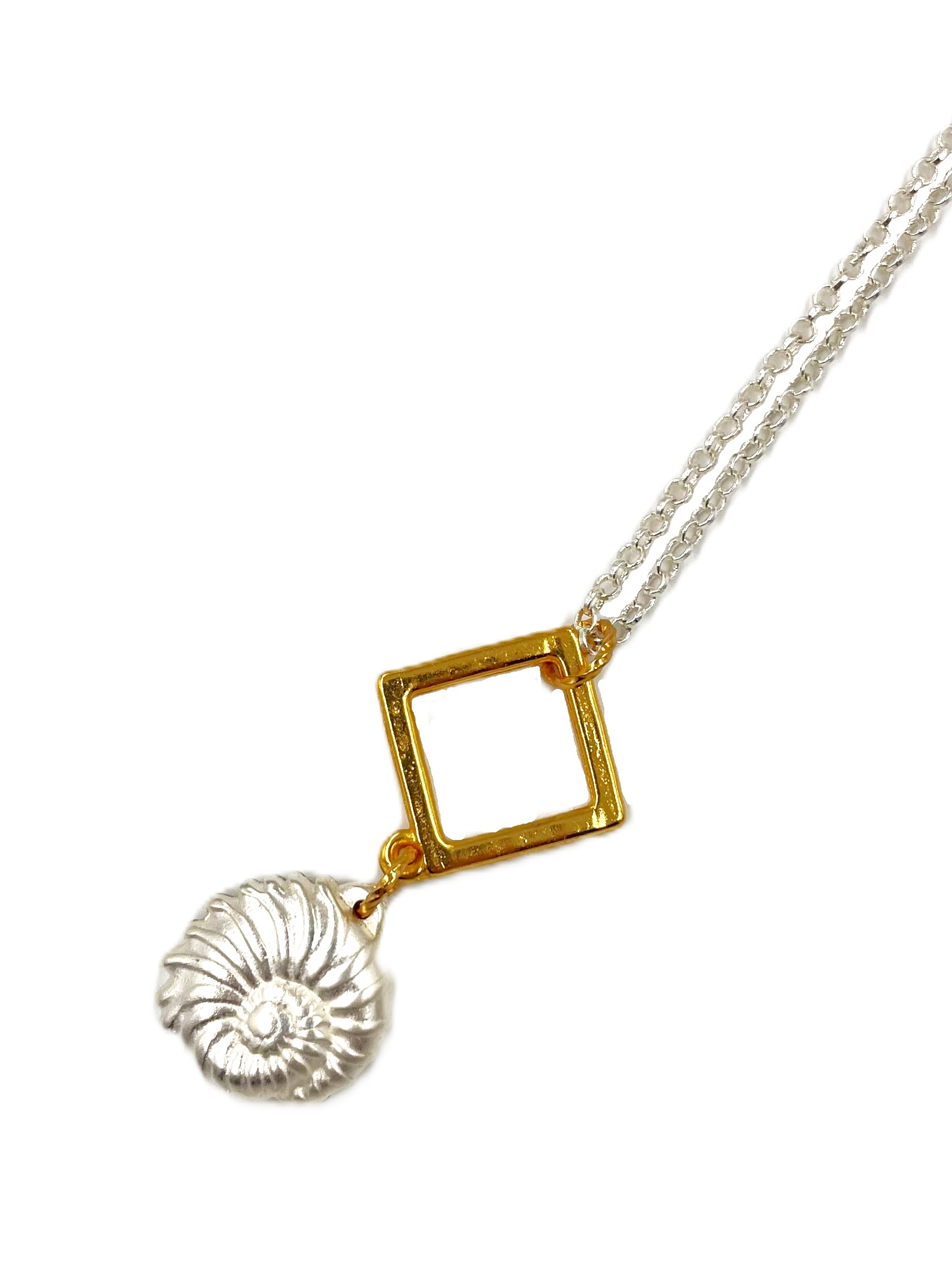 Rombanta Collar Plateado Dije Plateado y Dorado Rombanta Collar Plateado Dije Plateado y Dorado